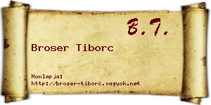Broser Tiborc névjegykártya